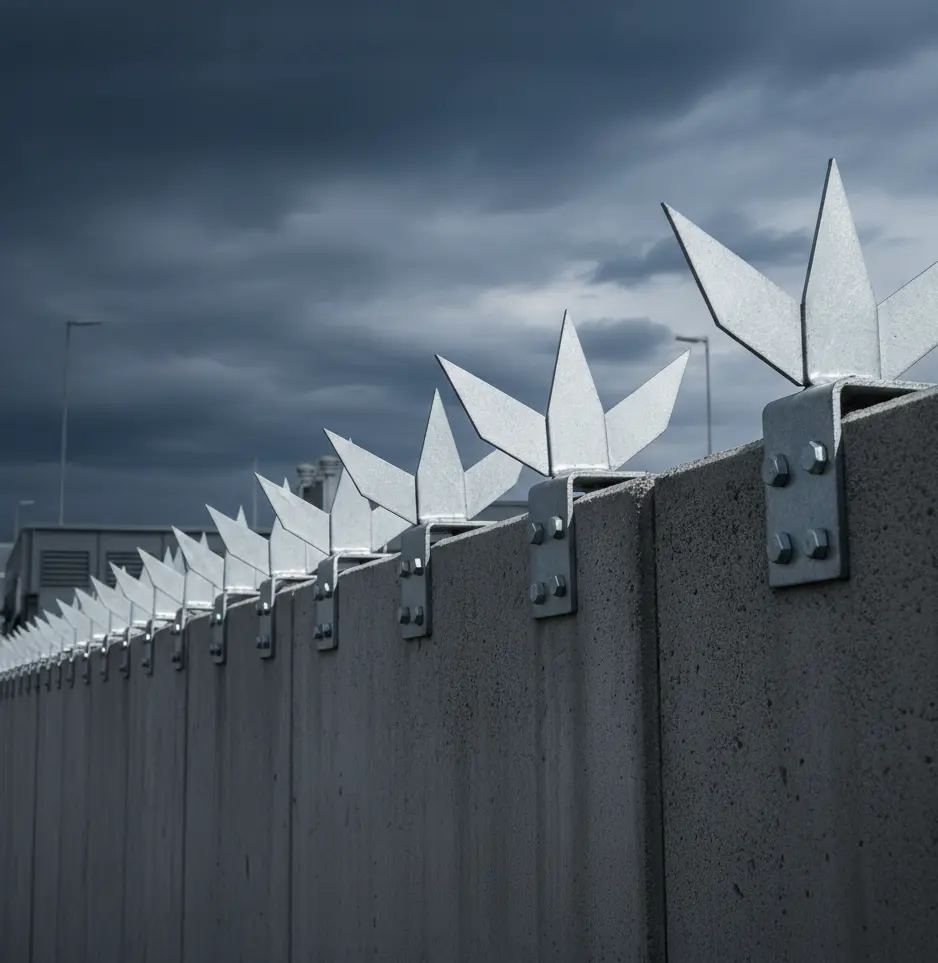 Professional security wall spikes protecting property perimeter